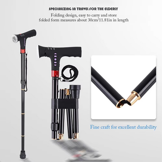 EasyLift Cane – Folding Stick with LED & Alarm